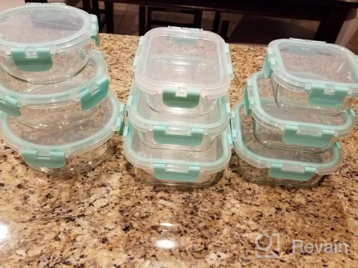 img 1 attached to 9 Sets BPA-Free Glass Meal Prep Containers With Lids - Airtight Food Storage By Bayco (Purple) review by Charles Ahmar