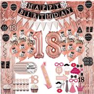 🌹 rose gold 18th birthday decorations for girls - 76-piece party set with banner, balloons, backdrops, and more! логотип