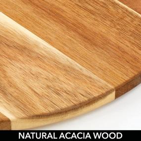 img 1 attached to MDesign Acacia Wood Lazy Susan Turntable для кухонной организации - 16-дюймовый полностью вращающийся спиннер для шкафов, кладовой, холодильника и прилавков - натуральный, идеально подходит для еды, специй и приправ