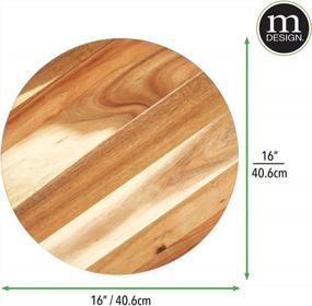 img 2 attached to MDesign Acacia Wood Lazy Susan Turntable для кухонной организации - 16-дюймовый полностью вращающийся спиннер для шкафов, кладовой, холодильника и прилавков - натуральный, идеально подходит для еды, специй и приправ