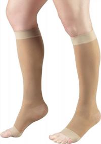 img 1 attached to Stay Comfortable And Stylish With Truform Sheer Compression Stockings - 15-20 MmHg, Women'S Knee High Length, Open Toe, 20 Denier, Light Beige, Medium