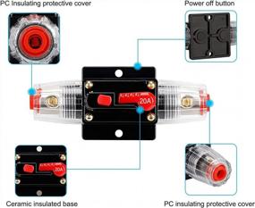 img 1 attached to 🔌 Car Audio Inline Circuit Fuse Breaker - 12V DC System Protection (20A): Resettable Fuse Holder for Enhanced Audio Safety
