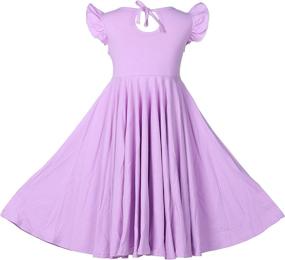 img 3 attached to 👗 Adorable Ruffles Sleeve Twirly Skater Purple Girls' Clothing: Dresses for Style and Fun!