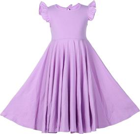 img 4 attached to 👗 Adorable Ruffles Sleeve Twirly Skater Purple Girls' Clothing: Dresses for Style and Fun!