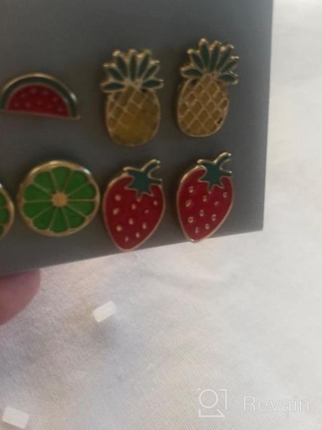 img 1 attached to Lux Accessories Women's Enamel Tropical Fruit Multiple Stud Earrings Set - Pack of 6 review by Sebastian Erik