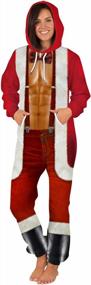 img 2 attached to Рождественские костюмы Комбинезон: унисекс пижама-комбинезон из полиэстера с 3D-принтом и капюшоном от PIZOFF