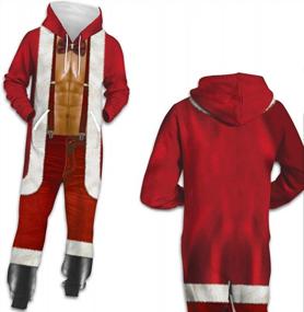 img 3 attached to Рождественские костюмы Комбинезон: унисекс пижама-комбинезон из полиэстера с 3D-принтом и капюшоном от PIZOFF
