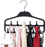 360-degree rotatable belt hanger with 11 hooks – non-slip closet organizer for belts, bow ties, scarves, jewelry, bags, hats – smartake (black) logo