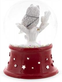 img 3 attached to Очаровательный мини-снежный шар: белая сова сидит на дереве на фоне красного основания