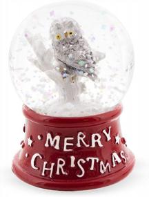 img 2 attached to Очаровательный мини-снежный шар: белая сова сидит на дереве на фоне красного основания