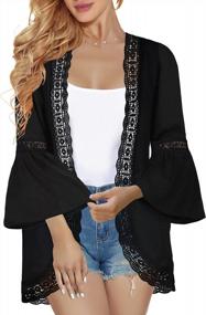 img 4 attached to Women'S Summer Chiffon Floral Kimono Cardigan Cover Up Loose Casual Top Blouse