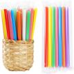 pack of 200 individually wrapped large smoothie straws – colorful jumbo plastic drinking straws for milkshakes, smoothies, and more (0.43" diameter x 8.2" length) logo