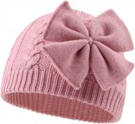 cotton-lined knitted baby hat for girls with bow design - warm and cute infant toddler beanie for autumn and winter - suitable for girls aged 0-6 years logo