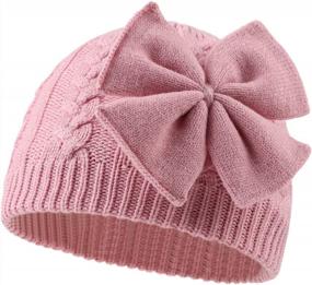 img 4 attached to Cotton-Lined Knitted Baby Hat For Girls With Bow Design - Warm And Cute Infant Toddler Beanie For Autumn And Winter - Suitable For Girls Aged 0-6 Years