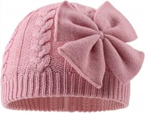 img 3 attached to Cotton-Lined Knitted Baby Hat For Girls With Bow Design - Warm And Cute Infant Toddler Beanie For Autumn And Winter - Suitable For Girls Aged 0-6 Years