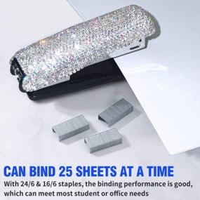 img 1 attached to White & AB Color Diamond Crystal Handmade Bling Dazzling Stapler For Office, School Or Home