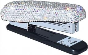 img 4 attached to White & AB Color Diamond Crystal Handmade Bling Dazzling Stapler For Office, School Or Home