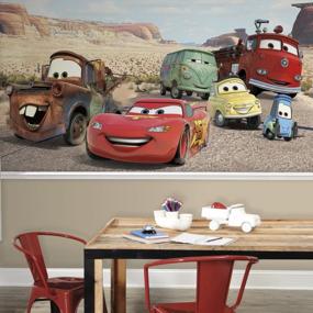 img 3 attached to RoomMates JL1412M Disney Pixar Cars Desert Spray And Stick Съемная настенная роспись - 10,5 футов. Х 6 футов