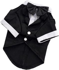 img 1 attached to 🐾 GabeFish Pets Black Wedding Jackets Suit for Dogs with Bow Tie - Cat Puppy Formal Clothes Shirt Tuxedo