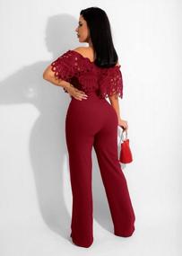 img 2 attached to Women'S Off Shoulder Wide Leg Jumpsuit - IyMoo High Waisted Long Pants Romper Clubwear