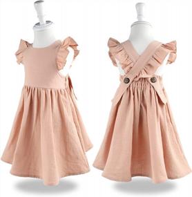 img 2 attached to HOOLCHEAN Toddler Girls Cotton Ruffle Cross-Strap Back Flutter Sleeve Dress