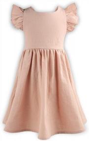 img 3 attached to HOOLCHEAN Toddler Girls Cotton Ruffle Cross-Strap Back Flutter Sleeve Dress