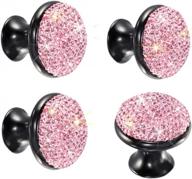4 pack savori pink crystal cabinet knobs with rhinestone bling - stunning decorative drawer pulls and handles with screws for home, kitchen, and bathroom wardrobe cupboards and dressers logo