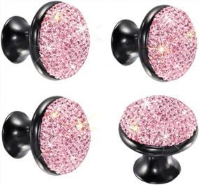 img 4 attached to 4 Pack SAVORI Pink Crystal Cabinet Knobs With Rhinestone Bling - Stunning Decorative Drawer Pulls And Handles With Screws For Home, Kitchen, And Bathroom Wardrobe Cupboards And Dressers