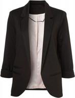 lrady womens casual blazer open front 3/4 sleeve notched lapel pocket work office jacket suit логотип