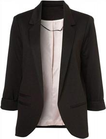 img 4 attached to Lrady Womens Casual Blazer Open Front 3/4 Sleeve Notched Lapel Pocket Work Office Jacket Suit