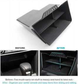 img 3 attached to CDEFG Center Console Organizer Tray For 2016-2021 Civic Sedan Hatchback Coupe Type R Storage Box Secondary Insert Tray Coin Container Black ABS Material With Nonslip Mats 10Th Gen Civic Accessories