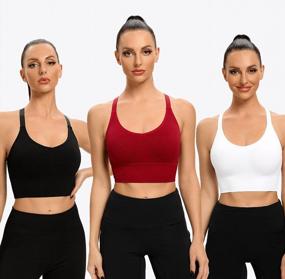 img 3 attached to Medium Support Wirefree Yoga Bra Activewear For Women - ANGOOL Strappy Sports Bras