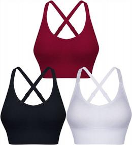 img 4 attached to Medium Support Wirefree Yoga Bra Activewear For Women - ANGOOL Strappy Sports Bras