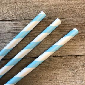 img 1 attached to 🍼 Shuiniba Biodegradable Striped Paper Straws for Party, Events, and Crafts - Baby Shower Decorations 7.75 Inches, 100 Packs (Light Blue White)