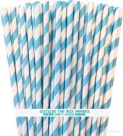 🍼 shuiniba biodegradable striped paper straws for party, events, and crafts - baby shower decorations 7.75 inches, 100 packs (light blue white) logo