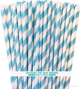 img 4 attached to 🍼 Shuiniba Biodegradable Striped Paper Straws for Party, Events, and Crafts - Baby Shower Decorations 7.75 Inches, 100 Packs (Light Blue White)