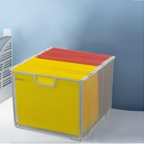 img 3 attached to Get Organized With The Mesh Hanging File Folder Box - Foldable Letter Size Storage Crate In Sleek Silver