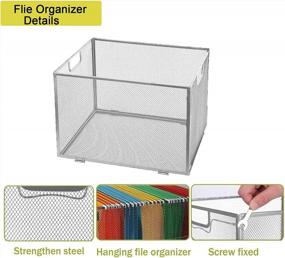 img 2 attached to Get Organized With The Mesh Hanging File Folder Box - Foldable Letter Size Storage Crate In Sleek Silver