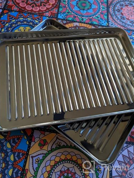 img 1 attached to Deedro Stainless Steel Baking Sheet Cookie Sheet Set - Non-Toxic & Dishwasher Safe Oven Tray | Professional Half Sheet Pan - Rust-Free & Durable Baking Pan - 16 X 12 Inches, Set Of 2 review by Mark Perry