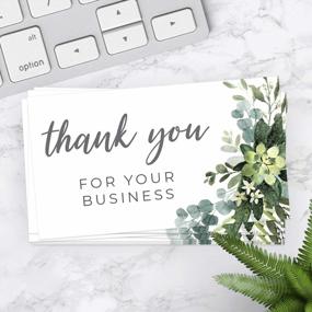 img 1 attached to Stylish Lush Greenery Watercolor Business Thank You Cards - 100 Elegant Flat Cards In 3.5" X 2" Size