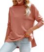 nulibenna women's casual loose mock turtleneck sweaters with long sleeves, high low hem, side split, and knit pullovers perfect for fall and winter fashion logo
