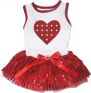 charming red polka dots heart dress for medium-sized dogs with white/red sequins by petitebella logo
