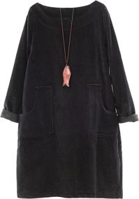 img 4 attached to Mordenmiss Oversize Corduroy Dresses Pockets Women's Clothing ~ Dresses