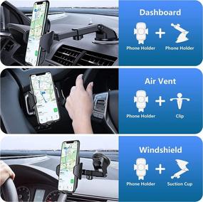 img 3 attached to 3-in-1 Phone Mount for Car - Suction Cup Windshield/Dashboard/Air Vent Holder, Universal Car Phone Holder, Compatible with All Smartphones and Vehicles