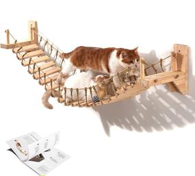 img 4 attached to 🐱 Dvfroy Cat Wall Shelves: Wood Cat Bridge, Climbing Shelf Board, Perch Hammock & Floating Cat Climber - Complete with Mounting Screws and Instructions