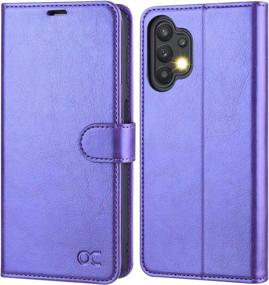 img 4 attached to Purple Wallet Case For Galaxy A32 5G/ M32 5G - RFID Blocking Flip Folio With Card Holders, Kickstand, And Shockproof TPU Inner Shell - Compatible Phone Cover For Men And Women (6.5 Inch) By OCASE