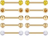 kangyijia surgical steel straight barbell nipple rings - ideal body piercing jewelry for nipple and bridge with 14 gauge thickness and 12-18mm length logo