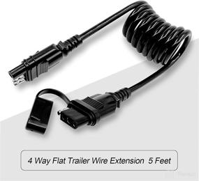 img 3 attached to 🔌 5ft Coiled Cable Extension Wiring Harness Adapter with Dust Cover - 4 Way Flat Trailer Wire, 4 Pin Male and Female Connector
