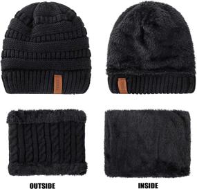 img 3 attached to 3Pcs Kids Winter Beanie Hat Scarf Gloves Set: Warm Fleece Lined Thermal Sets For Boys & Girls Ages 2-14 Years Old