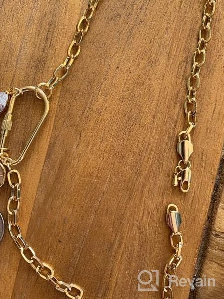 img 1 attached to 🦁 Sparkling Gold Lion Necklace: 18k Gold Plated Rhinestone M Coin Lock Leo Zodiac Pendant on Y2k Fashion Paperclip Chain - Perfect for Women and Teens review by Brooke Gill